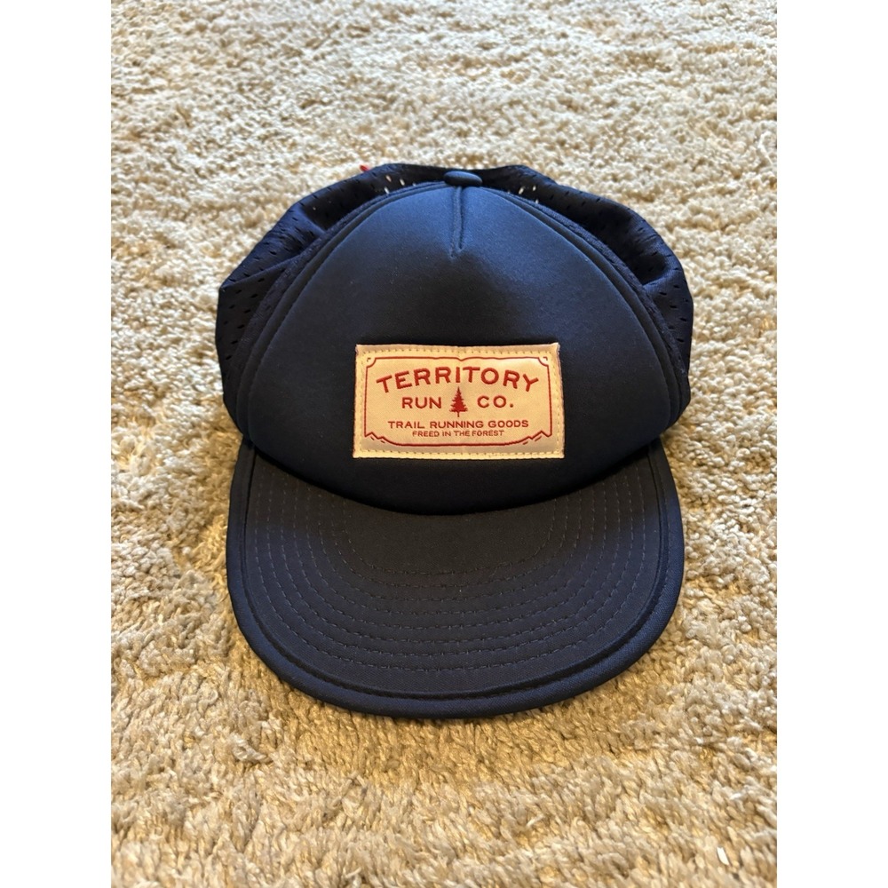 Territory Run Co Panel Trucker Hat Mesh Adjustable Running Red Blue